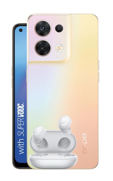 OPPO Reno8 5G 256GB Dual Sim - Shimmer Gold + OPPO Enco Buds