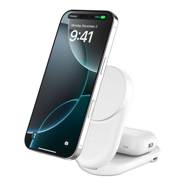 Belkin Artemis QI2 2-in-1 Foldable Charging Stand 25W, White