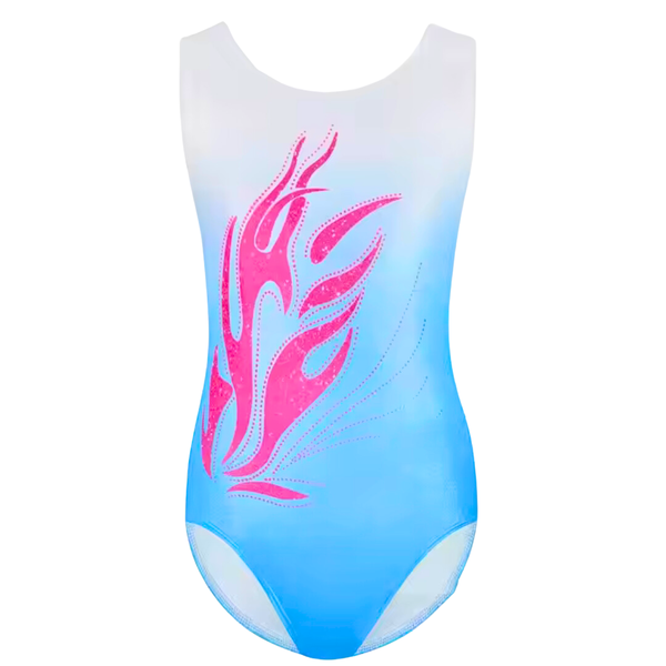 Blue Leotard Pink Flame