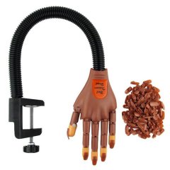 Flexible Movable False Nail Training Practice Hand, Acrylic kit &amp; argan oil