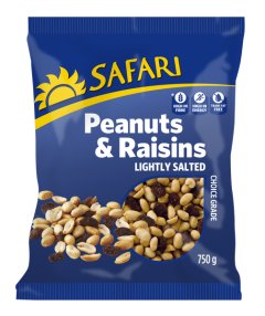 Safari Lightly Salted Peanuts &amp; Raisins 750g