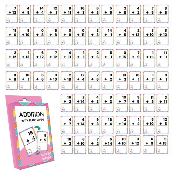 Kids Addition Learning Flash Cards - Multicolour