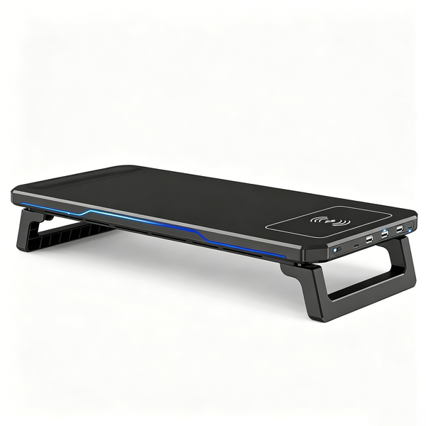 Monitor Stand with Usb Hub and 15W Fast Wireless Charging for Office/Home