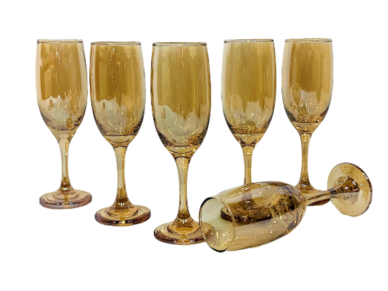 Champagne Glasses 190ml 6 Piece Gold RVT018