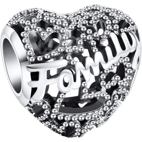 Heart Shaped Sterling Silver Charm - Promise Zirconia Love Bow Beads Charm - Pendant
