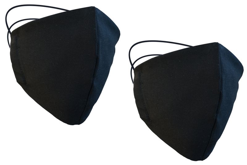 Fontaine Face Masks - Black Cotton Fabric - Wash &amp; Reusable 3 Ply (2 Pack)