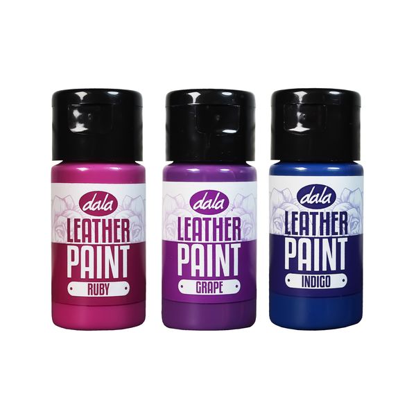 Dala Leather Paint Set 25ml Ruby, Grape, Indigo - 3 Pack