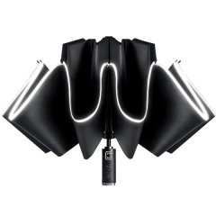 Bee Inc Automatic Folding Umbrella Reflective Stripe For Rain &amp; Sun -Black