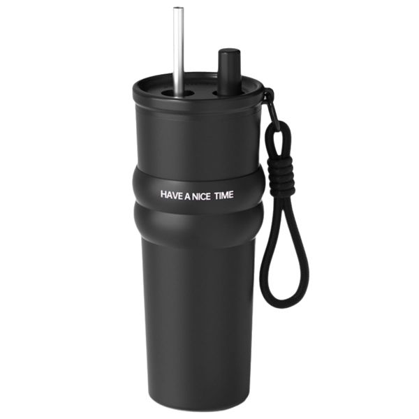 710ml Insulated Ceramic-Lined Stainless Steel Water Cup with Straw