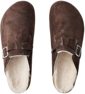 boohooMAN - Mens Faux Suede Sherpa Lined Mule - Brown