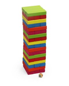 Wooden Tumbling Tower Stacking Game - Mulit colour