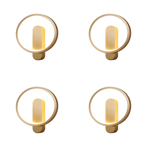 12W Copper LED Wall Light 3-Color Dimming Modern Indoor Sconce - IP20-4pack
