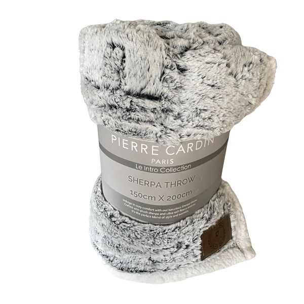 Pierre Cardin Luxury Sherpa Throw Blanket "HOME" Design -150 x 200cm