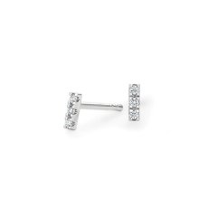 Broadway Jewellers-925 Sterling Silver-Cubic Zirconia Bar Stud Earrings