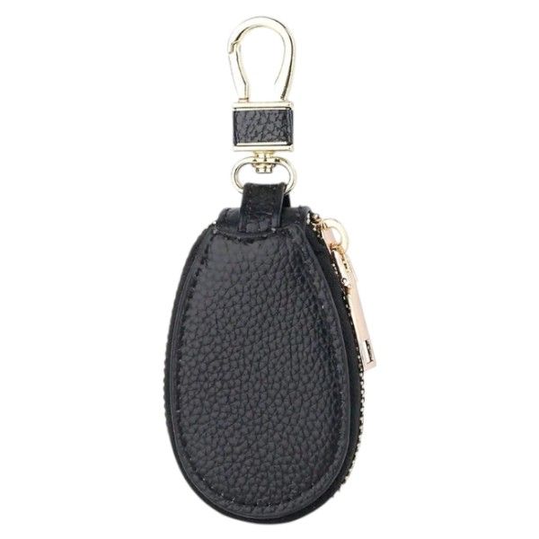 Mini Zippered Keychain Pouch With Clip Hook - Black