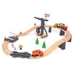 TookyToy Wooden Construction Yard Train Set