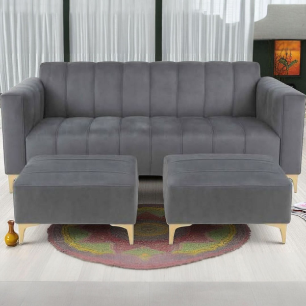 Okennas 3 seater and 2 ottoma velvet sofa.