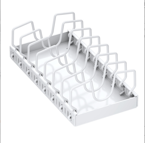 Pull Out Pots and Pans Organizer for Under Cabinet,(white, 8 dividers)