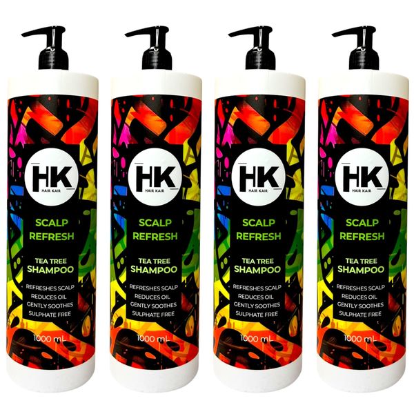 HK Scalp Refresh Tea Tree Shampoo 4 x 1L- Sulphate Free Detox for Scalp