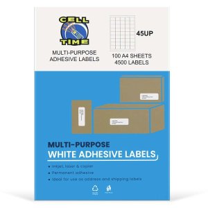 CellTime 45 UP A4 Self Adhesive Labels - 100 Sheets (39.2mm x 29.88mm)