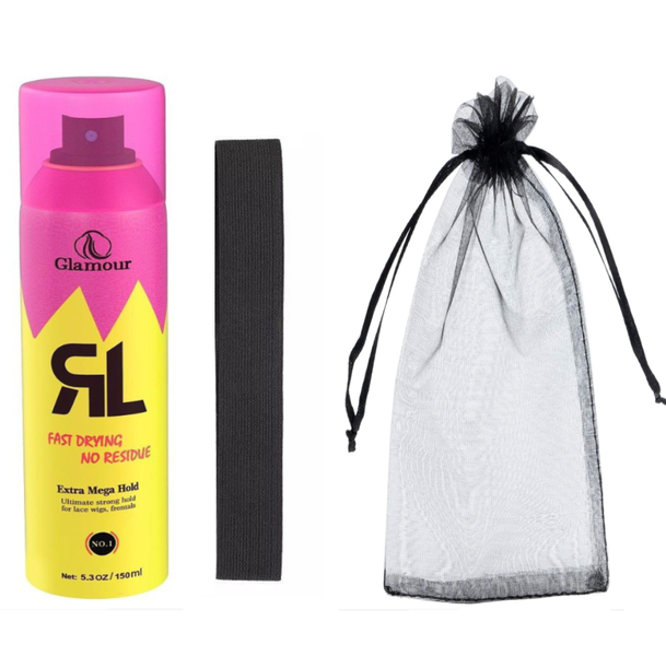 Glamour Lace Wig Freezing Glue Spray and melting band in a carry bag 150ml