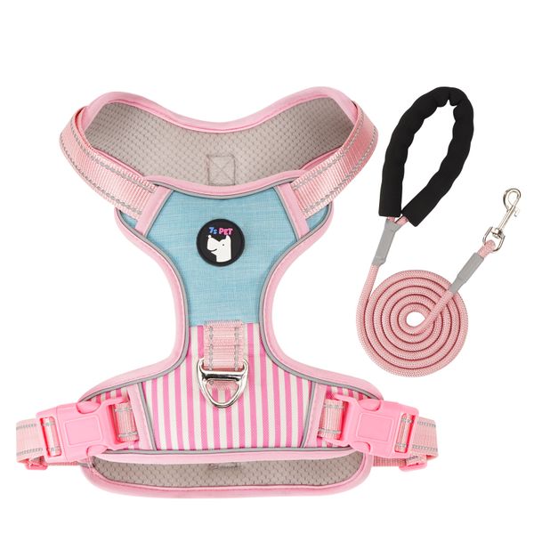 Adjustable Step In Dog Harness Leash Set Medium for Dogs Reflective Harness