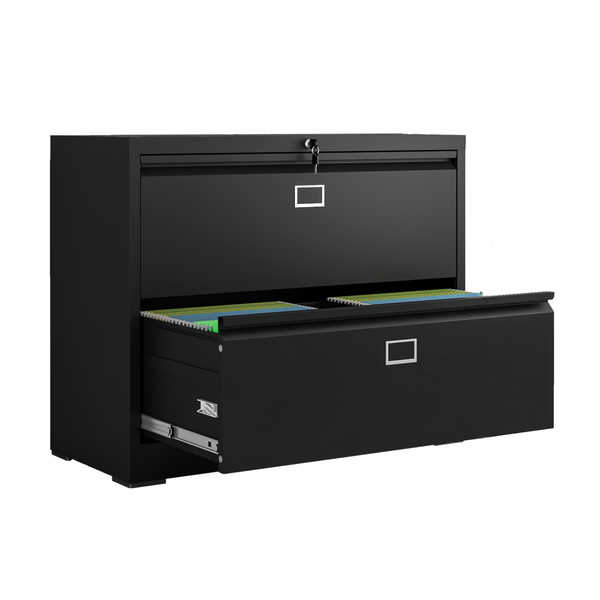 Steel Lateral 2 Drawer Swan Handle Filing Cabinet Cupboard Locker With Card Slots