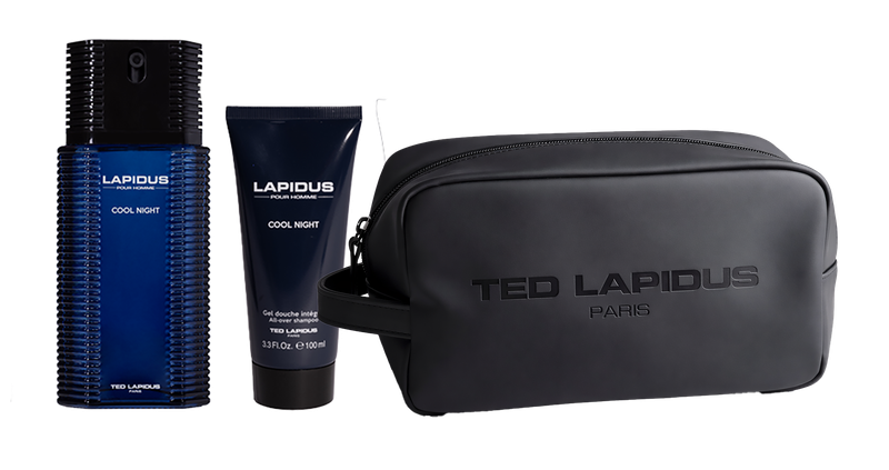 Ted Lapidus Cool Night 100ml Edp, 100ml Shower Gel + Toiletry Bag