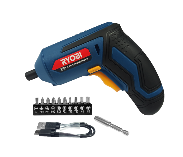 Ryobi CLS-1360 Screwdriver 3.6v Li-Ion Usb with 11 Drill Bit Acc