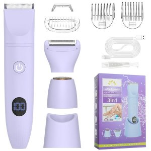 3-in-1 Bikini Trimmer for Women, Pubic Hair Trimmer and Facial Hair Remover