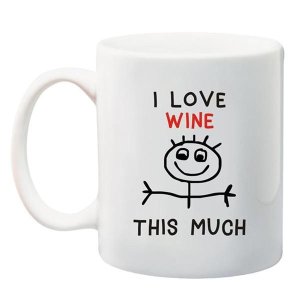 Qtees Africa I Love Wine This Much Printed Mug - White