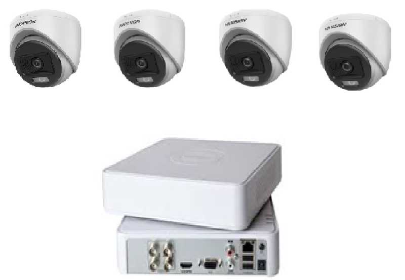 Hikvision 4CH DVR + 4 Dome 24/7 Color Audio Cameras | SBR Bundle
