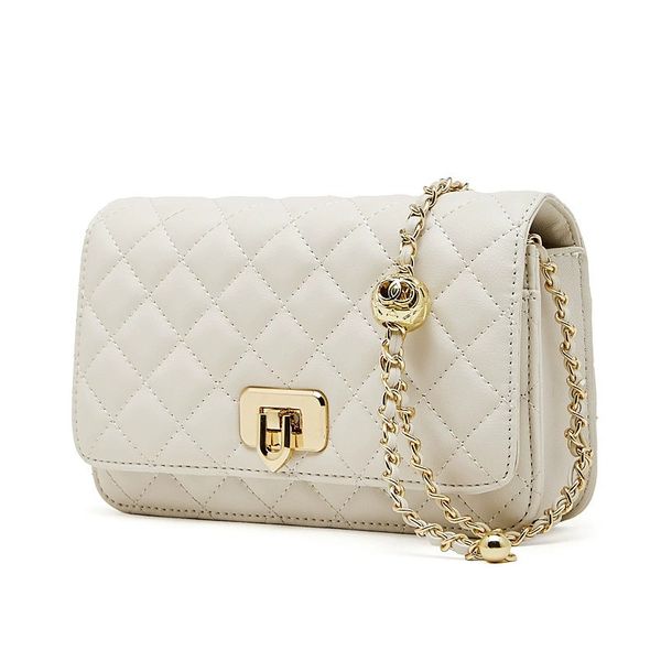 Genuine Leather Classic Diamond Grid Single Shoulder Diagonal Cross Bag,