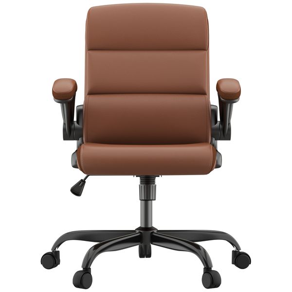 Leather Home Office Chair Adjustable Armrest Swivel Computer Work Chair