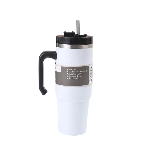 Travel Stainless Steel Tumbler with Straw &amp; Magnetic Lid