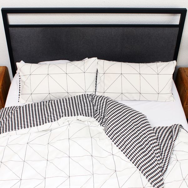 Humble Saffa - 100% Cotton Percale Duvet Cover - White Geometric
