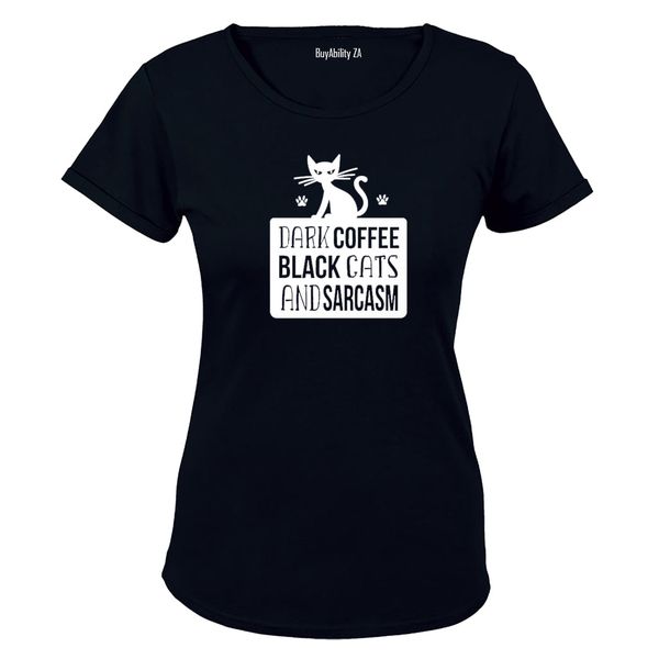 Dark Coffee + Black Cats - Halloween - Ladies - T-Shirt
