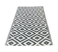 Diamond Outdoor Rug Dark Grey/White