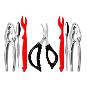 Seafood Tools Set Includes 2 Crab Crackers, 2 Lobster Shells 7Piece