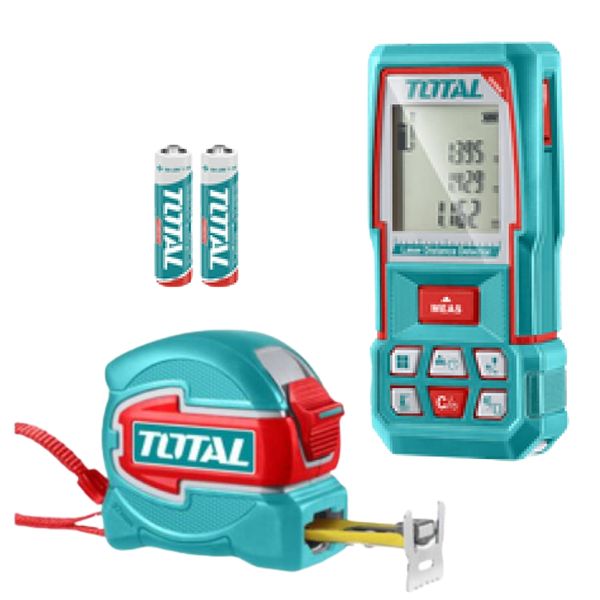 Total Tools - Elect Laser Distance Detector - 100m &amp; 5m Steel Tape Measure