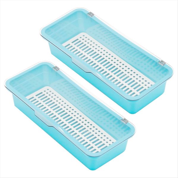 Flatware Tray Utensil Storage with Lid Plastic Cutlery Tray C