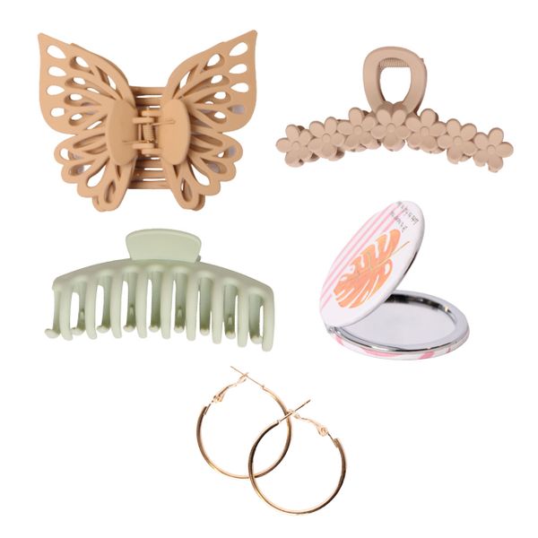 Ladies Spring Accessory Combo &amp; Earrings - Tan