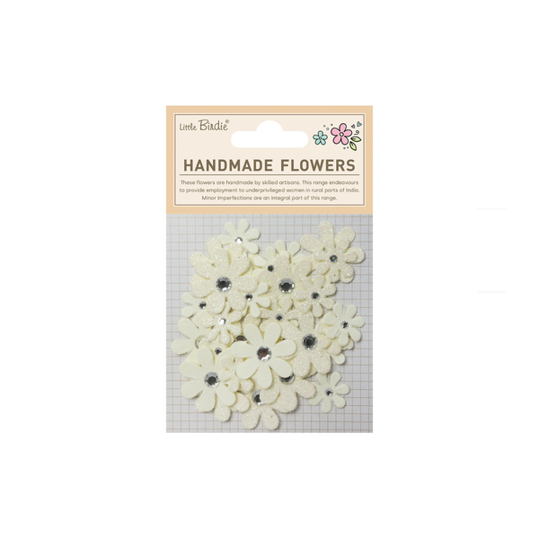 Handmade Flowers Sparkle Florettes - Ivory Pearl 30pc