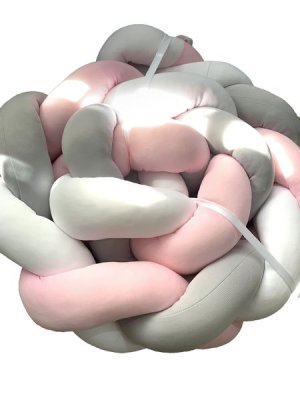 Braided Cot Bumper - 2m Multi Pink (Pink, Grey &amp; White)