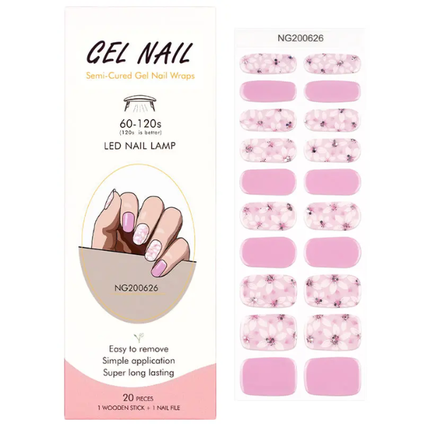 UV/LED Semi Cured Gel Nail Wraps 626