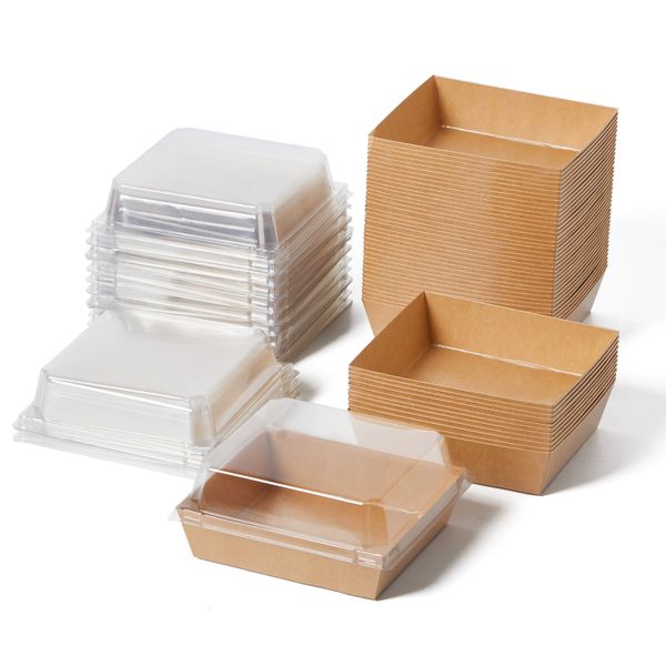 Chenshia 50-Piece Disposable Food Containers Charcuterie Boxes with Clear Lid