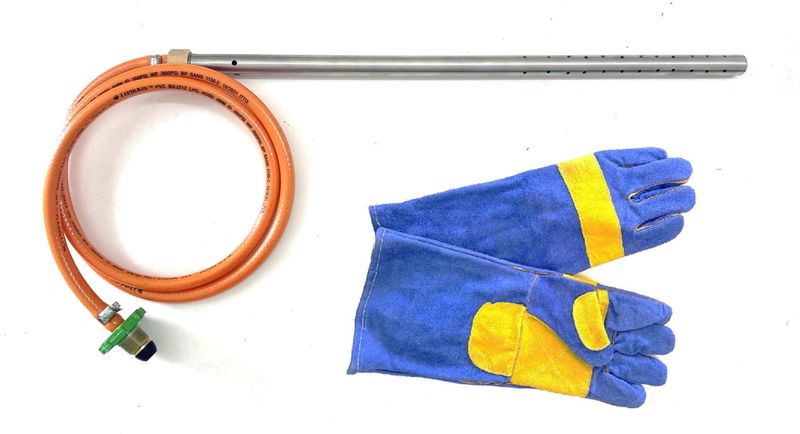 Stainless Steel Fire Starter - Bullnose Fitting + Short Gloves Combo