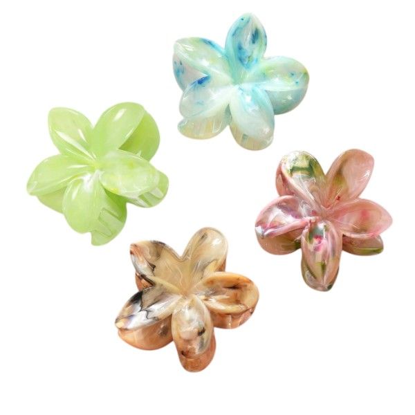 4 Piece Set Marble Pattern Claw Clips - Multicolor
