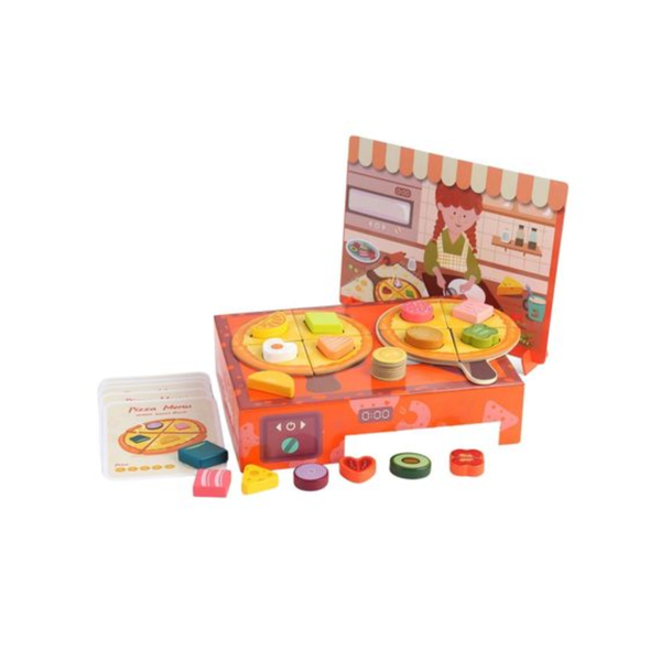 Pretend Play Pizza Box - Learn about Shapes, Colours, Numbers and Fractions