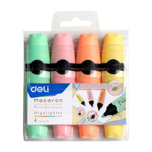 Deli Pastel Macaron Highlighter Wallet of 4 Pcs Assorted Colors